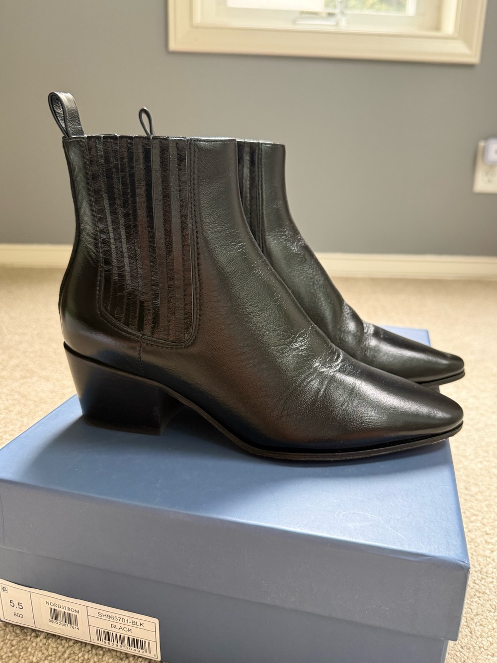 PAIGE Ryan Chelsea Black Ankle Boots Size 5.5